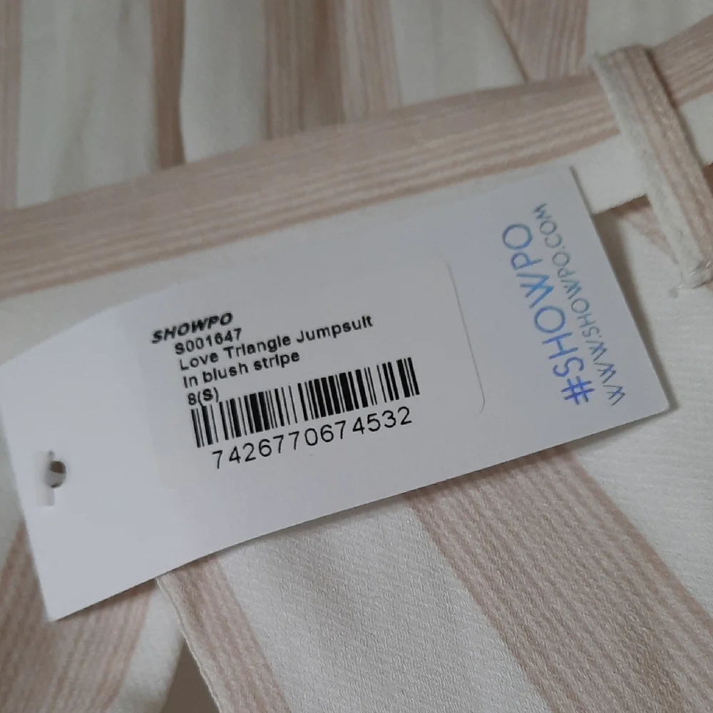 Showpo Camel and White Striped Maxi Jumpsuit. SZ 8 - Picture 3 of 15